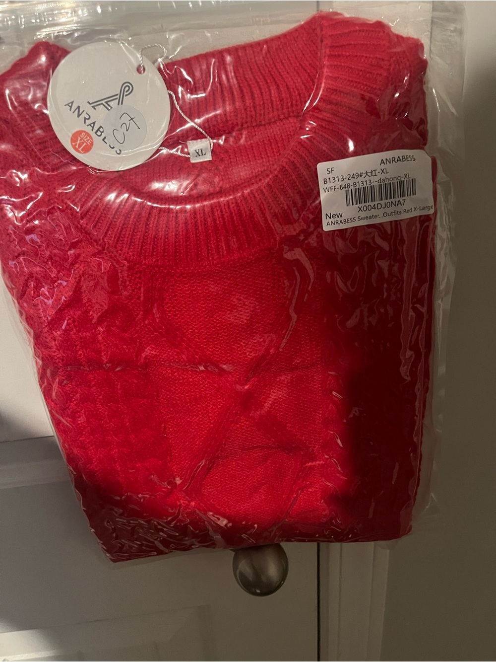 Women's Red Cable Knit Sweater